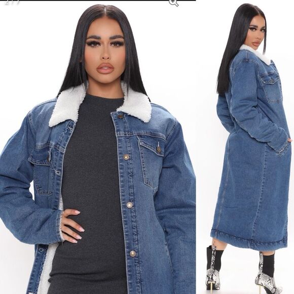 FASHION NOVA jacket | Swept You Off Your Feet Denim Coat | Medium Wash | large - Picture 13 of 14